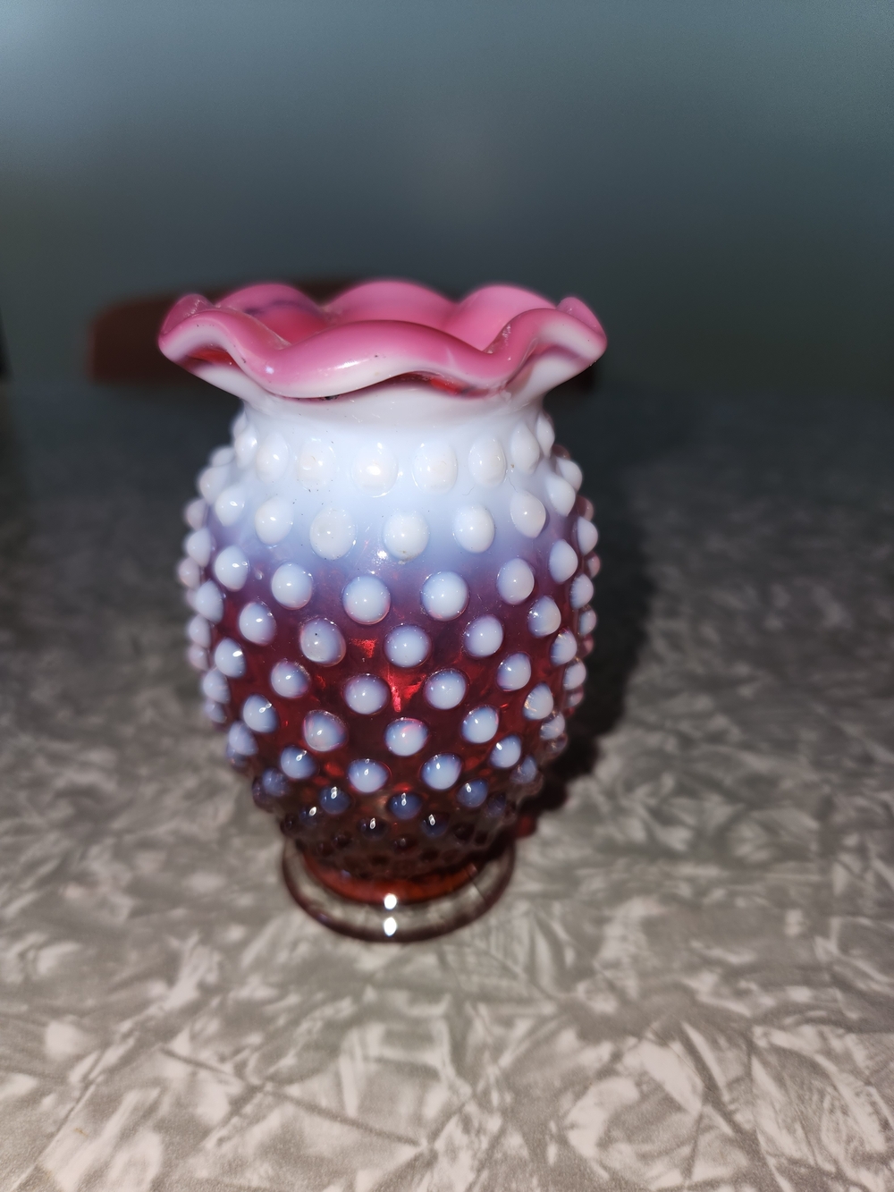Fenton-Cranberry Hobnail SmallGlass Vase